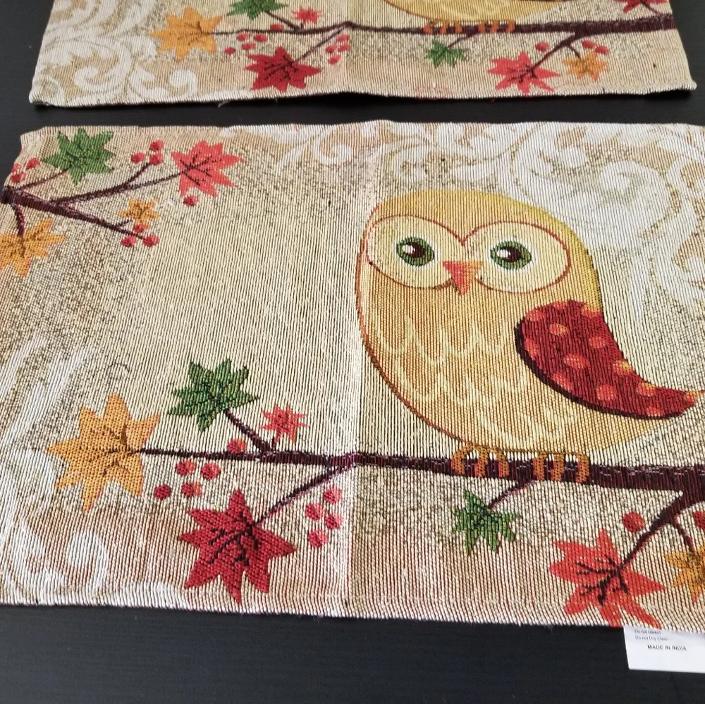 - New Handcrafted Fall Owl Tablemats, set of 2